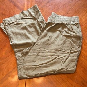 Old Navy Olive High-Waisted Linen Blend Wide Leg Women’s